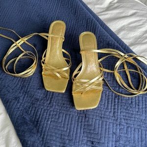 Zara gold metallic sandals 38